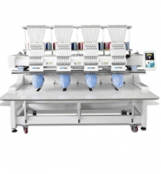 Bordadeira Industrial 4 cabeças, 12 agulhas Base plana e cilíndrica e Boné Área de bordado de 450 x 400 mm por Cabeça