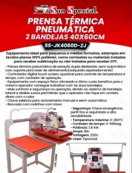 Prensa Térmica Pneumática com Duas Bandejas 40x60cm - Sun Special SS-JK4060D-ZJ